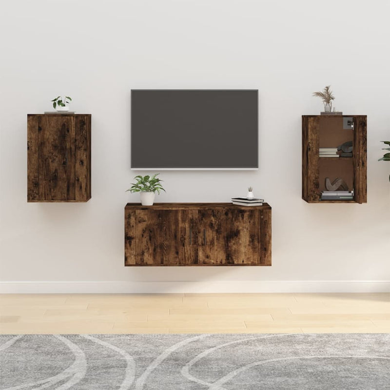 Tv-wandmeubels 2 st 40x34,5x60 cm gerookt eikenkleurig MeubelReus