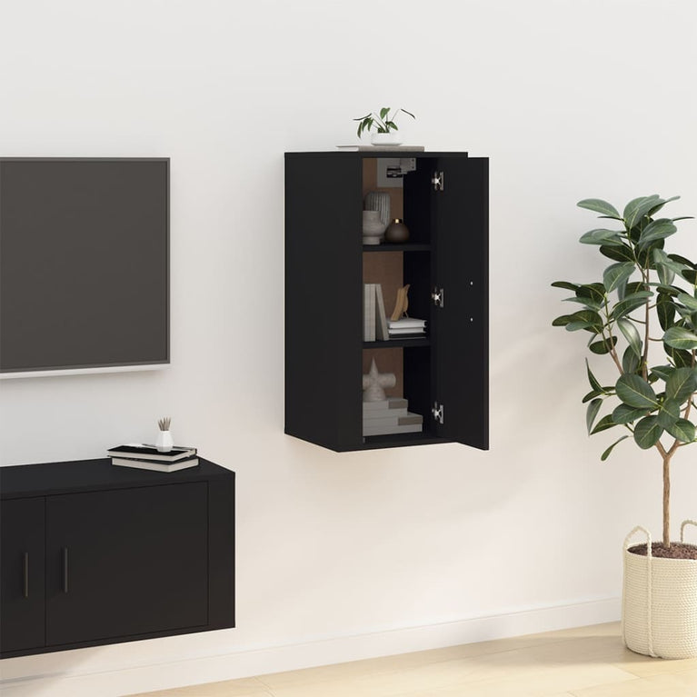 Tv-wandmeubel 40x34,5x80 cm zwart MeubelReus