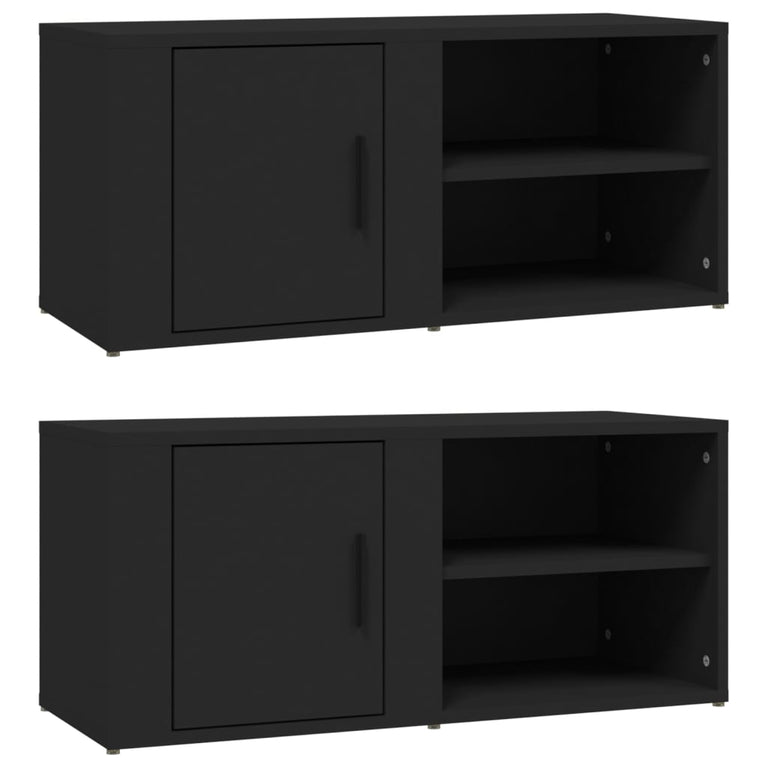 Tv-meubels 2 st 80x31,5x36 cm bewerkt hout zwart MeubelReus