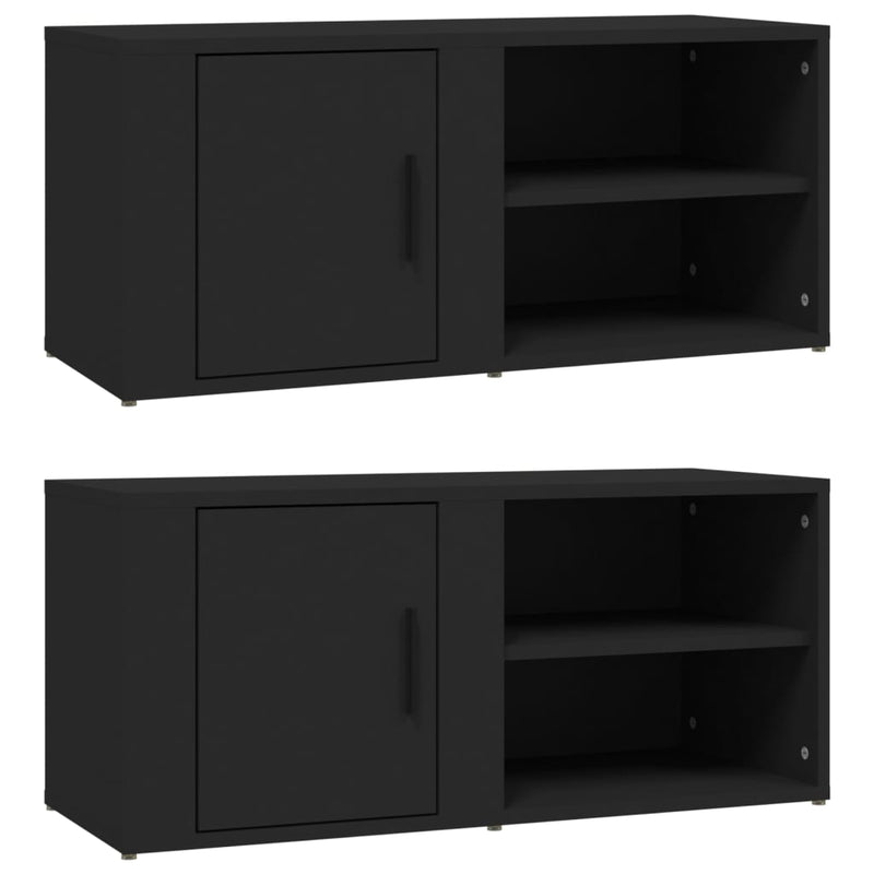 Tv-meubels 2 st 80x31,5x36 cm bewerkt hout zwart MeubelReus