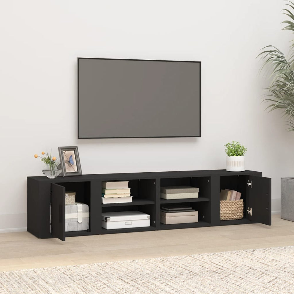 Tv-meubels 2 st 80x31,5x36 cm bewerkt hout zwart MeubelReus