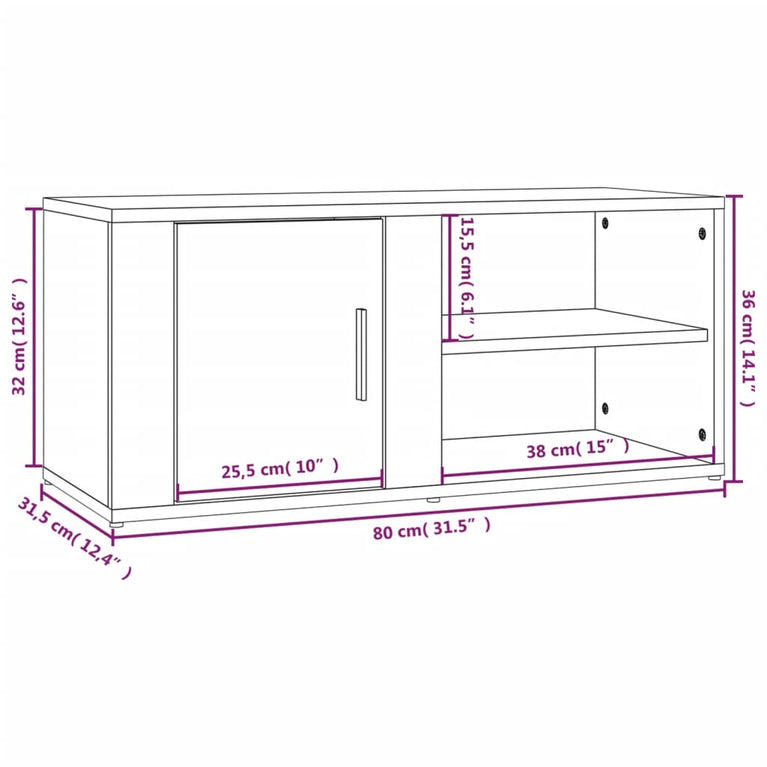 Tv-meubels 2 st 80x31,5x36 cm bewerkt hout zwart MeubelReus