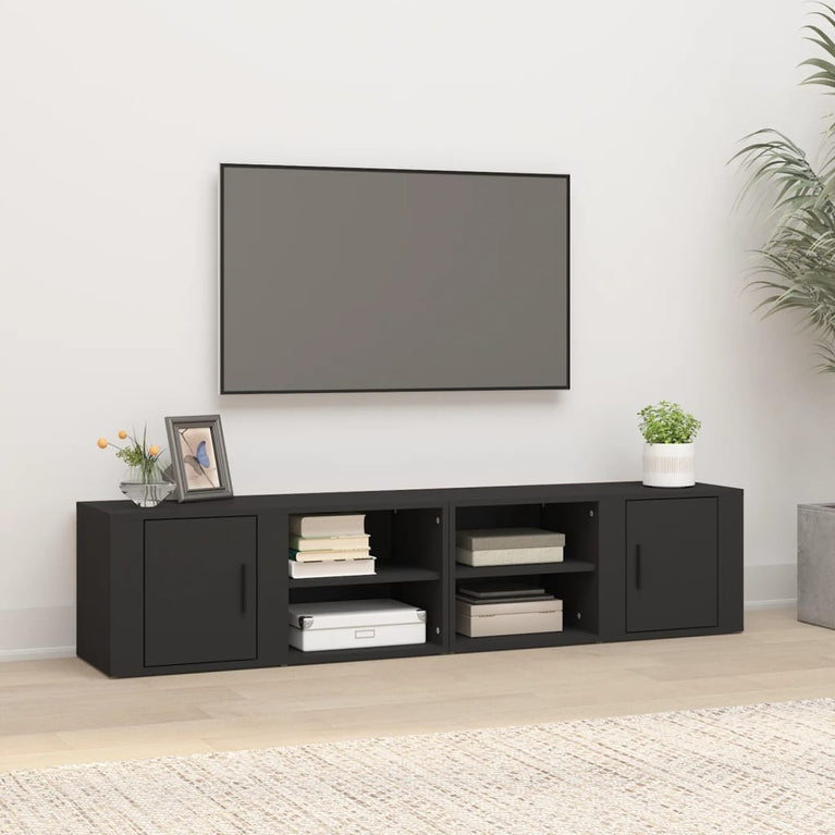 Tv-meubels 2 st 80x31,5x36 cm bewerkt hout zwart MeubelReus
