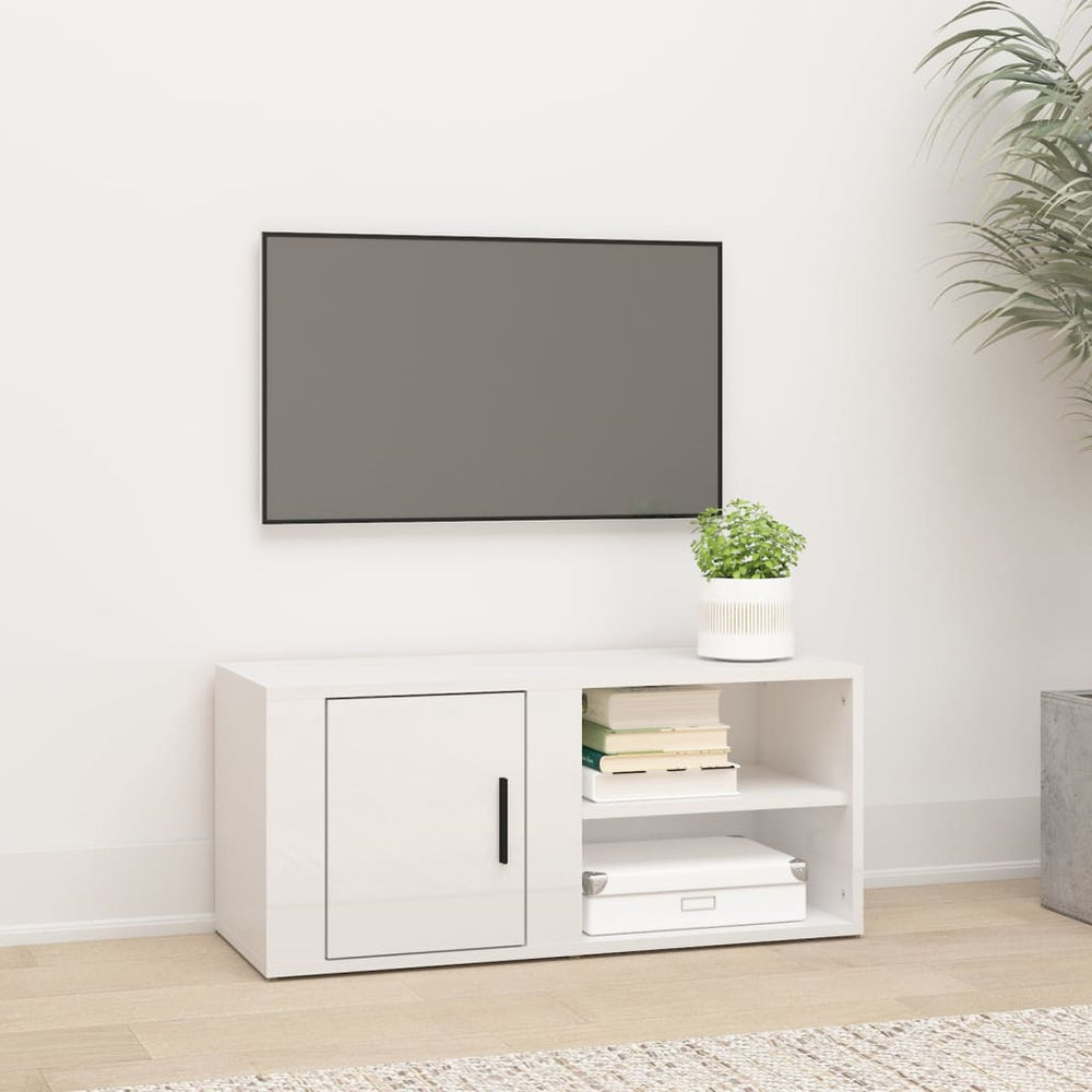 Tv-meubel 80x31,5x36 cm bewerkt hout hoogglans wit MeubelReus