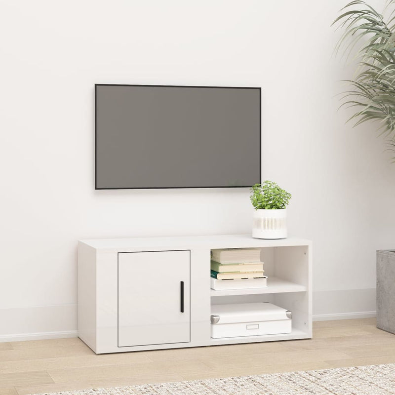 Tv-meubel 80x31,5x36 cm bewerkt hout hoogglans wit MeubelReus