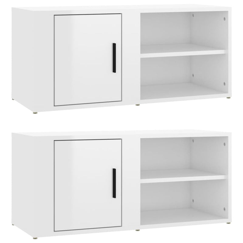 Tv-meubels 2 st 80x31,5x36 cm bewerkt hout hoogglans wit MeubelReus