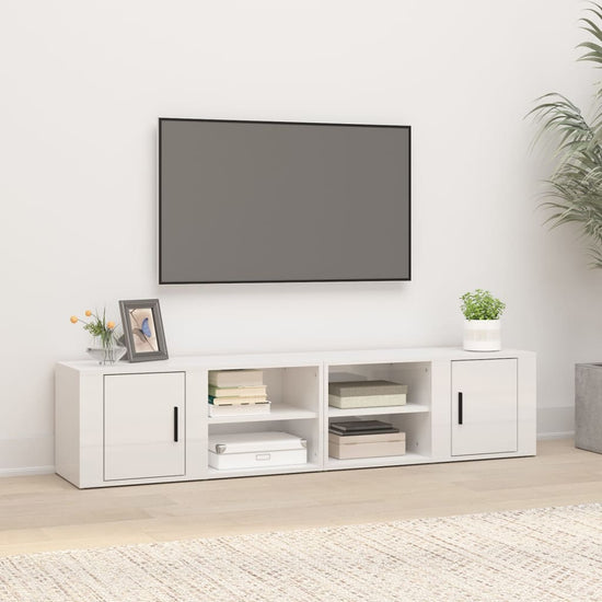 Tv-meubels 2 st 80x31,5x36 cm bewerkt hout hoogglans wit MeubelReus