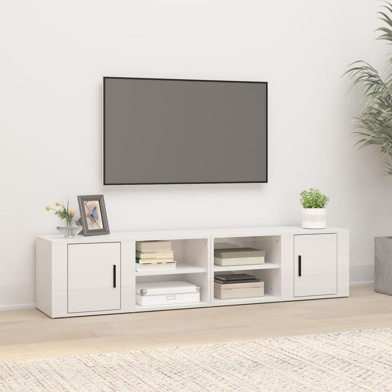 Tv-meubels 2 st 80x31,5x36 cm bewerkt hout hoogglans wit MeubelReus