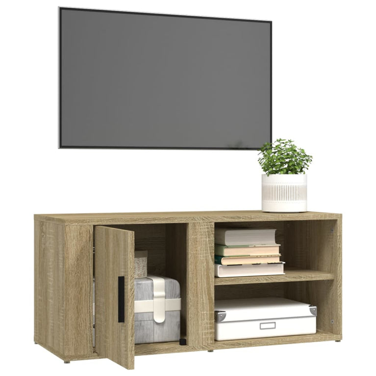 Tv-meubel 80x31,5x36 cm bewerkt hout sonoma eikenkleurig MeubelReus