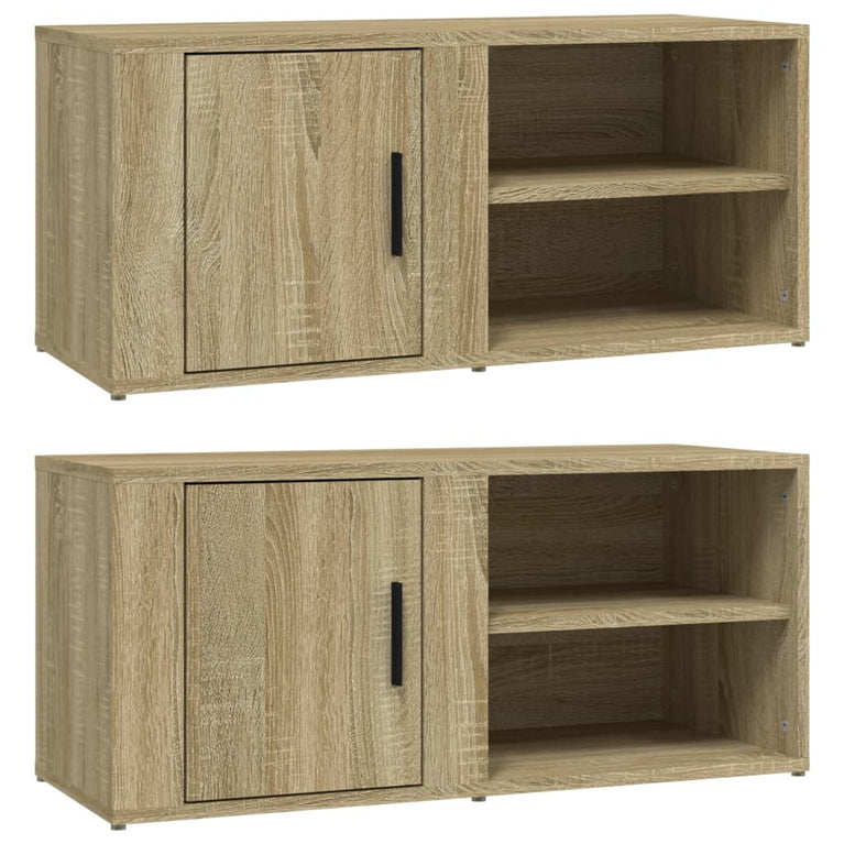 Tv-meubels 2 st 80x31,5x36 cm bewerkt hout sonoma eikenkleurig MeubelReus