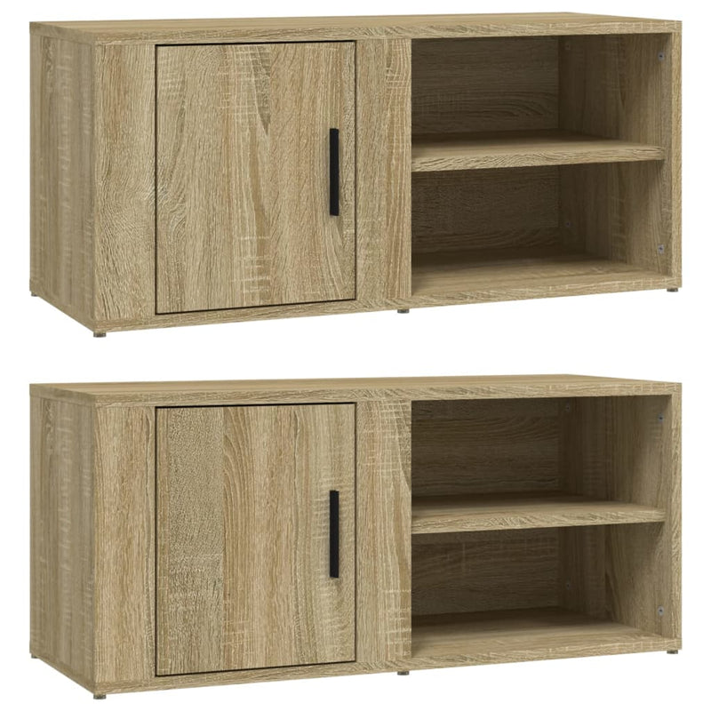 Tv-meubels 2 st 80x31,5x36 cm bewerkt hout sonoma eikenkleurig MeubelReus