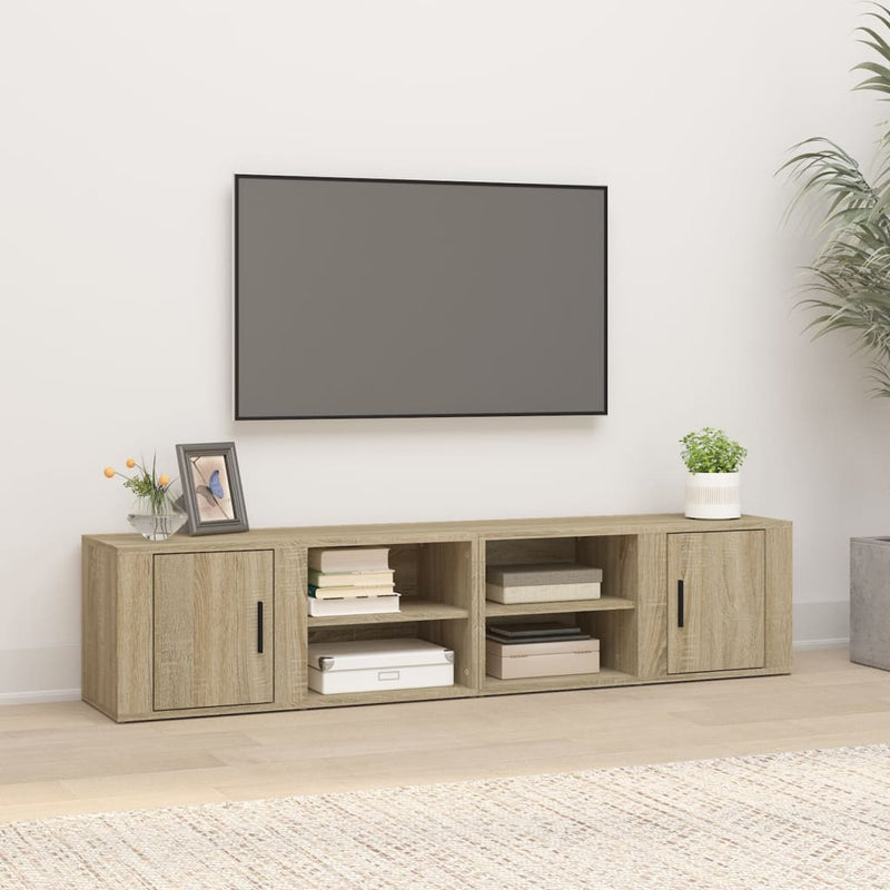 Tv-meubels 2 st 80x31,5x36 cm bewerkt hout sonoma eikenkleurig MeubelReus