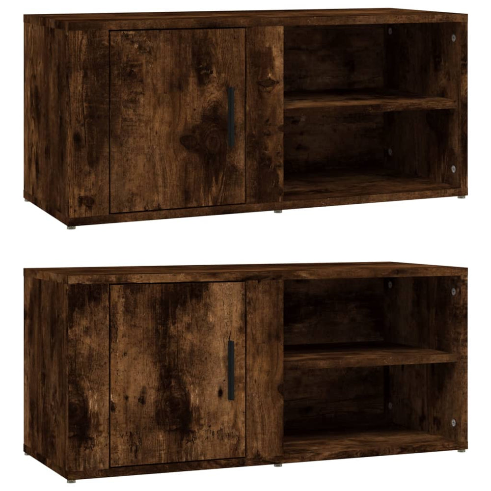 Tv-meubels 2 st 80x31,5x36 cm bewerkt hout gerookt eikenkleurig MeubelReus