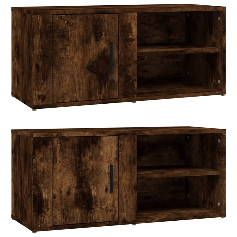 Tv-meubels 2 st 80x31,5x36 cm bewerkt hout gerookt eikenkleurig MeubelReus
