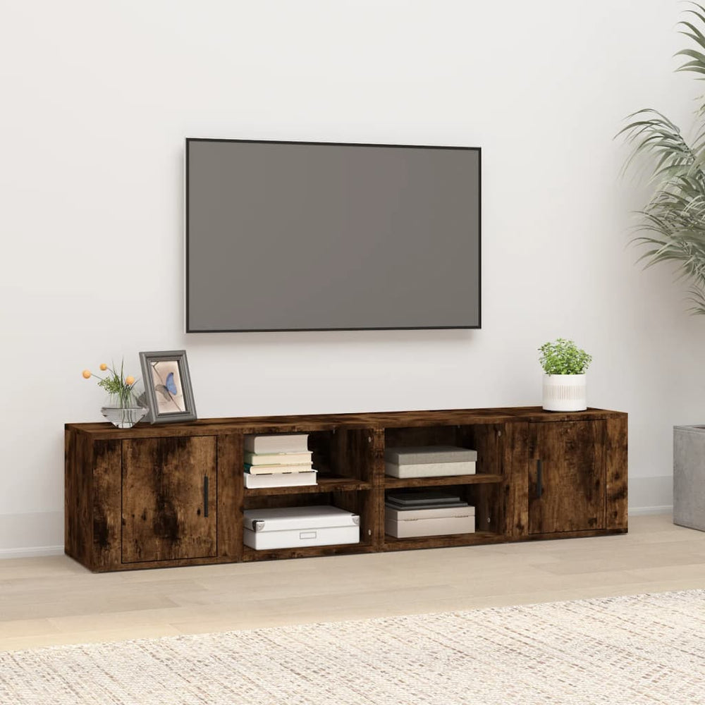 Tv-meubels 2 st 80x31,5x36 cm bewerkt hout gerookt eikenkleurig MeubelReus