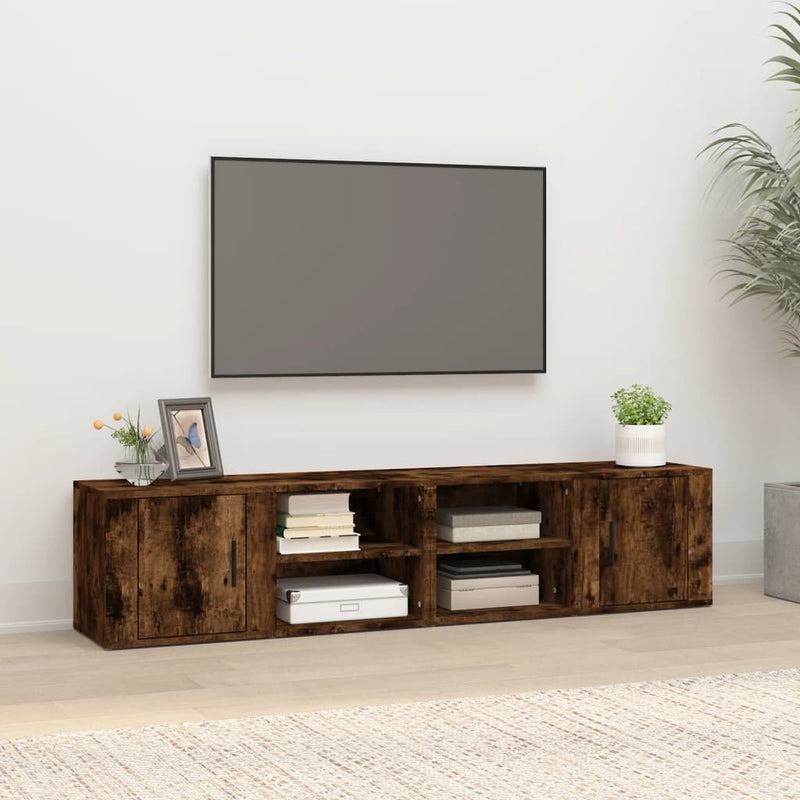 Tv-meubels 2 st 80x31,5x36 cm bewerkt hout gerookt eikenkleurig MeubelReus