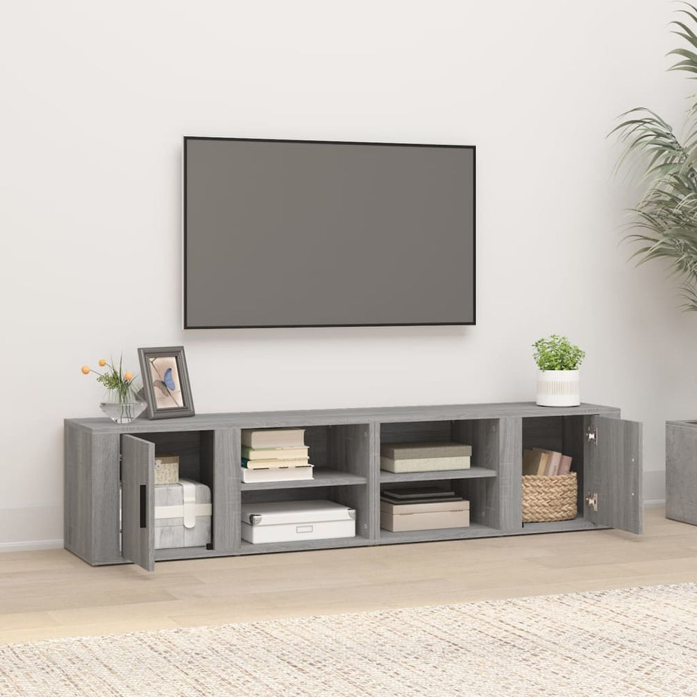 Tv-meubels 2 st 80x31,5x36 cm bewerkt hout grijs sonoma eiken MeubelReus