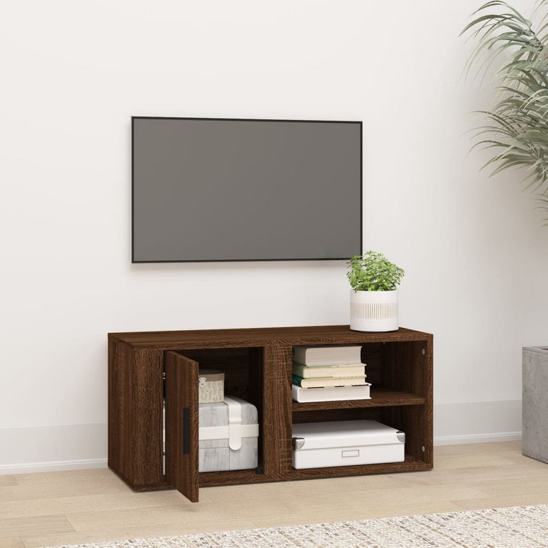 Tv-meubel 80x31,5x36 cm bewerkt hout bruin eikenkleur MeubelReus