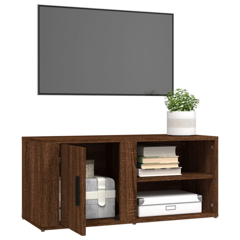 Tv-meubel 80x31,5x36 cm bewerkt hout bruin eikenkleur MeubelReus