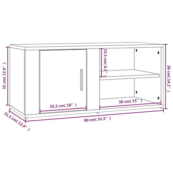 Tv-meubel 80x31,5x36 cm bewerkt hout bruin eikenkleur MeubelReus