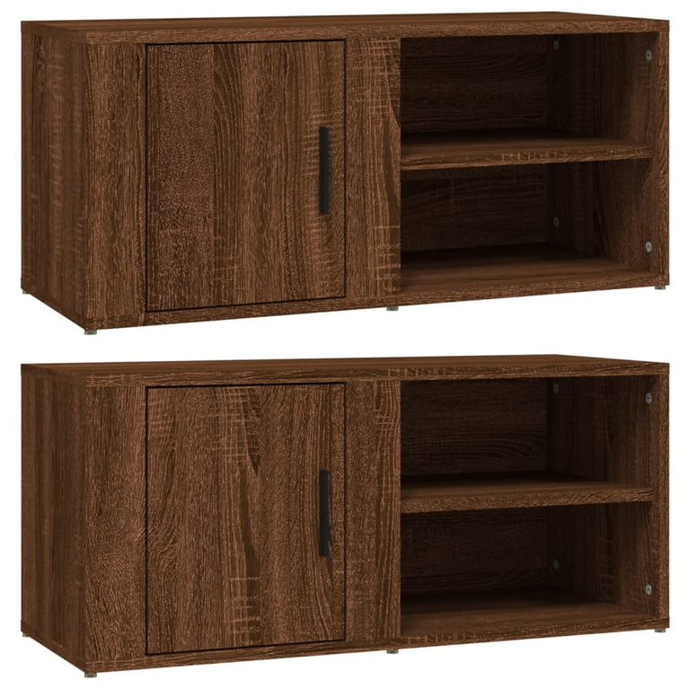 Tv-meubels 2 st 80x31,5x36 cm bewerkt hout bruin eikenkleur MeubelReus