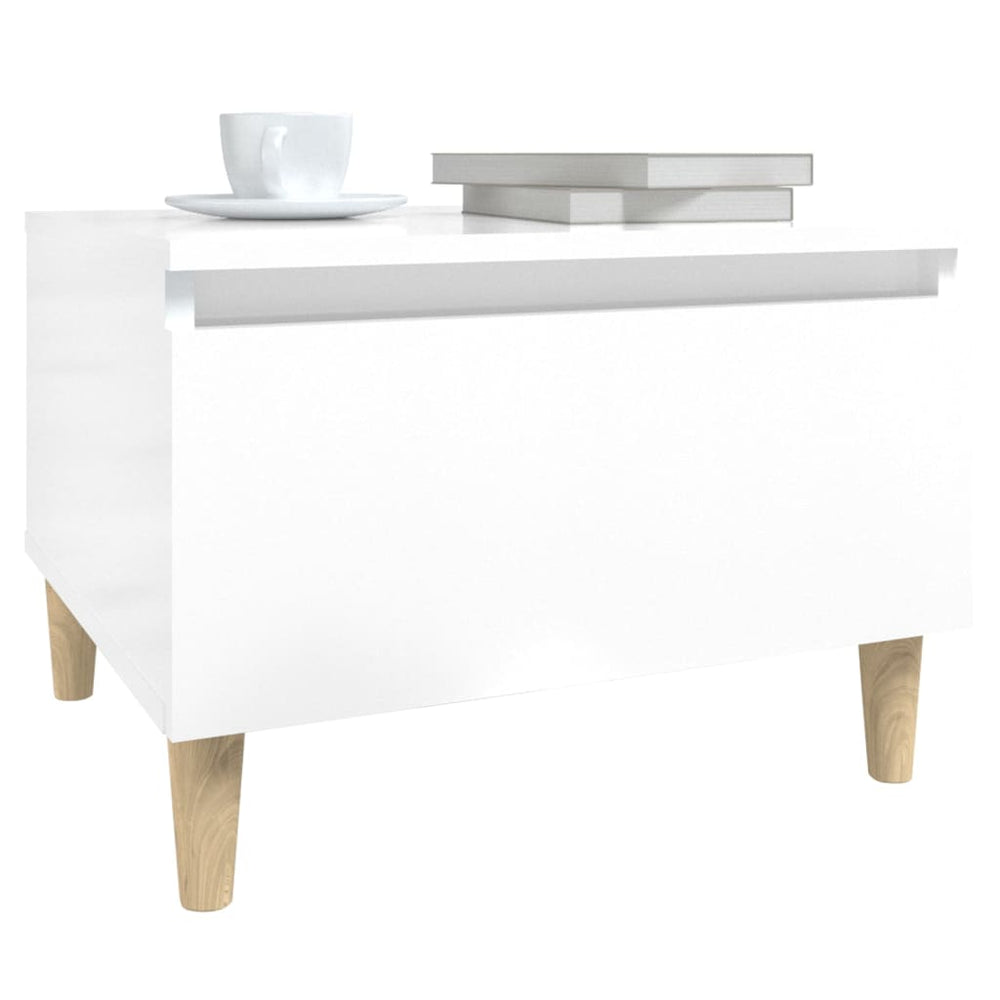 Bijzettafel 50x46x35 cm bewerkt hout hoogglans wit MeubelReus