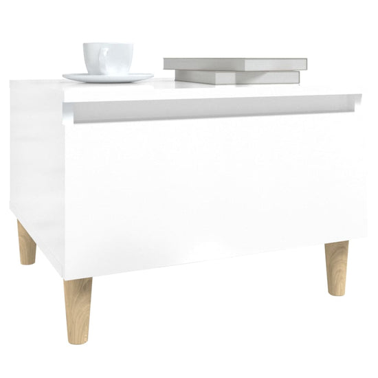Bijzettafel 50x46x35 cm bewerkt hout hoogglans wit MeubelReus