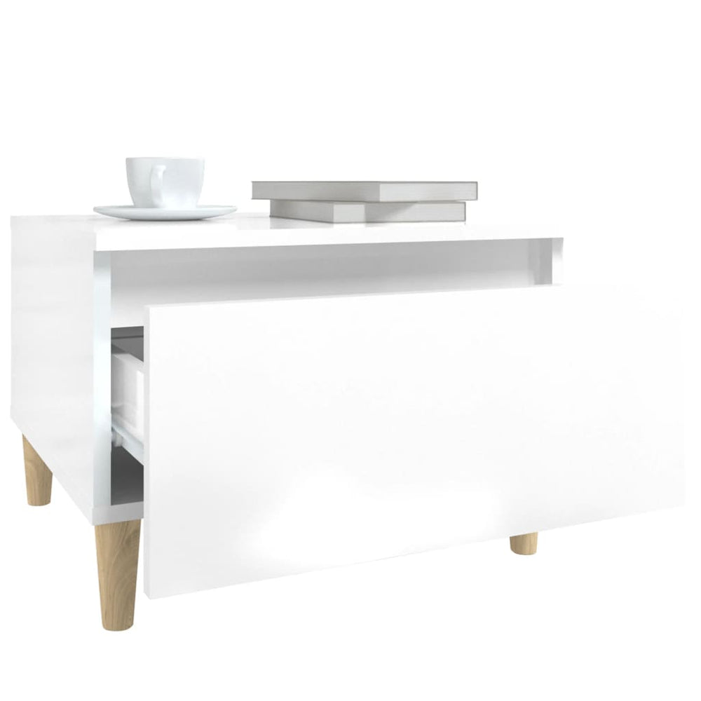 Bijzettafel 50x46x35 cm bewerkt hout hoogglans wit MeubelReus