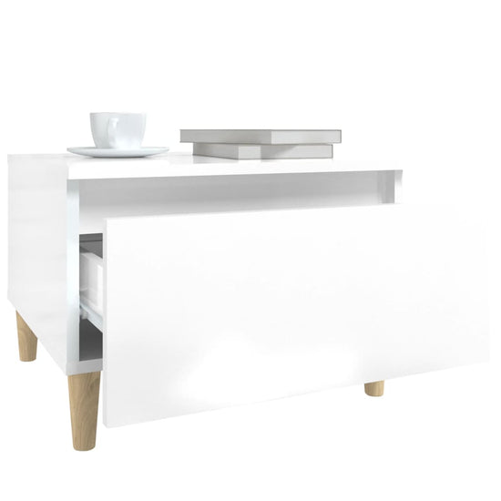 Bijzettafel 50x46x35 cm bewerkt hout hoogglans wit MeubelReus