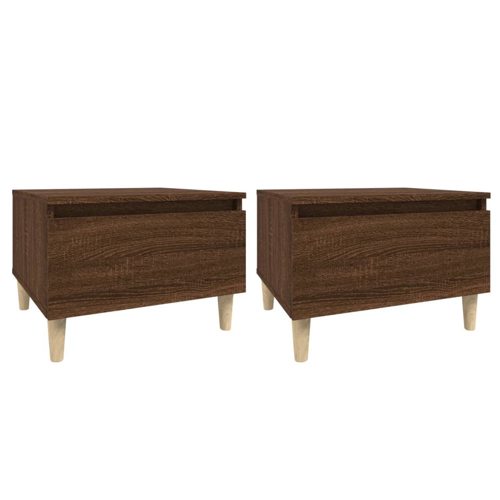 Bijzettafels 2 st 50x46x35 cm bewerkt hout bruin eikenkleur MeubelReus