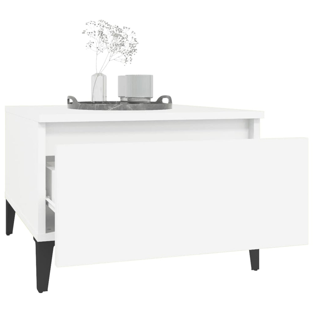 Bijzettafel 50x46x35 cm bewerkt hout wit MeubelReus