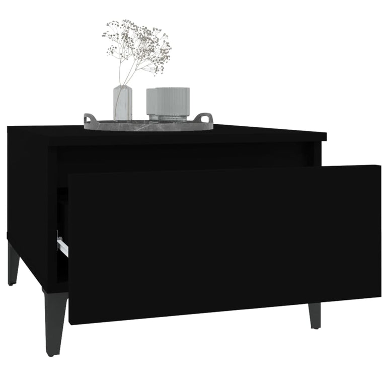 Bijzettafel 50x46x35 cm bewerkt hout zwart MeubelReus