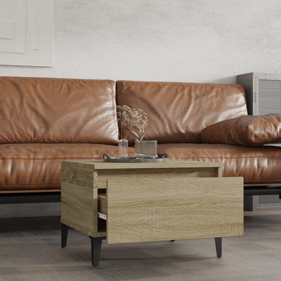 Bijzettafel 50x46x35 cm bewerkt hout sonoma eikenkleurig MeubelReus