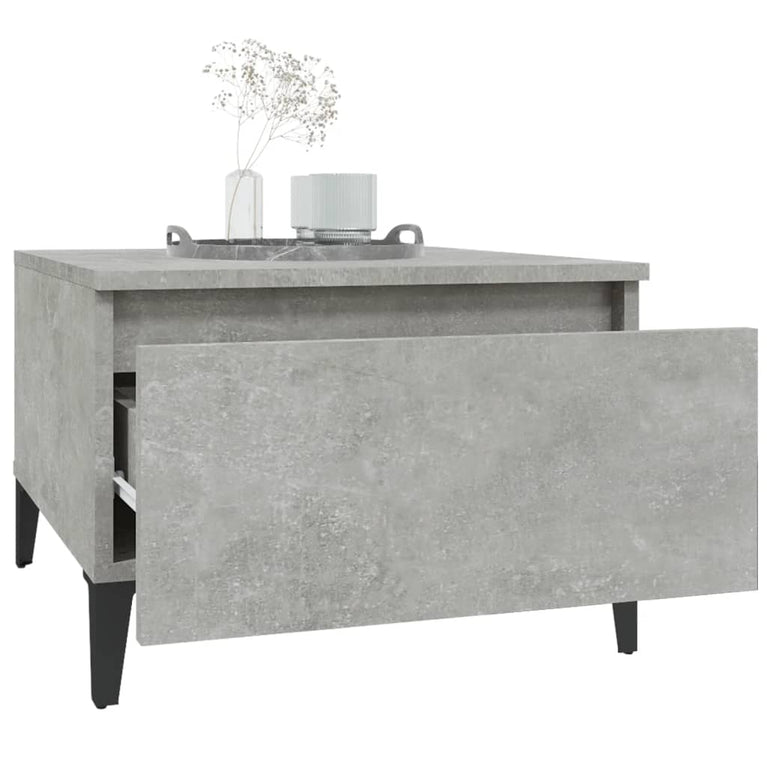 Bijzettafel 50x46x35 cm bewerkt hout betongrijs MeubelReus