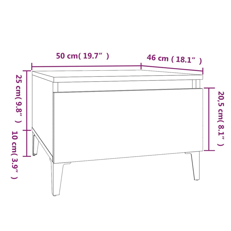Bijzettafel 50x46x35 cm bewerkt hout betongrijs MeubelReus
