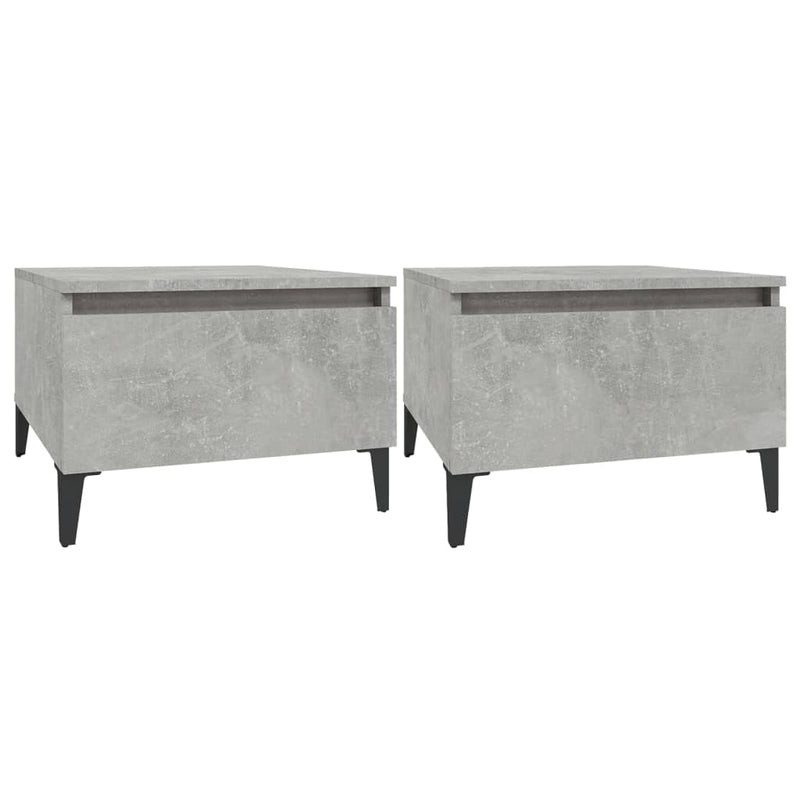 Bijzettafels 2 st 50x46x35 cm bewerkt hout betongrijs MeubelReus