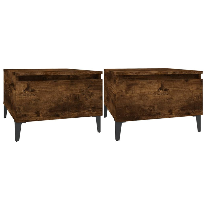 Bijzettafels 2 st 50x46x35 cm bewerkt hout gerookt eikenkleurig MeubelReus