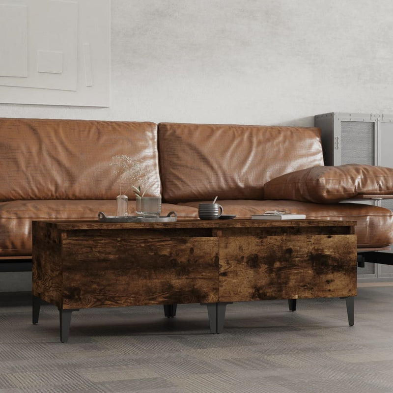 Bijzettafels 2 st 50x46x35 cm bewerkt hout gerookt eikenkleurig MeubelReus