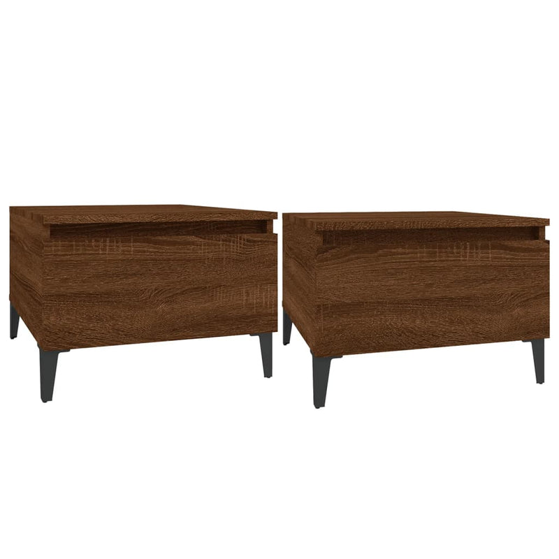Bijzettafels 2 st 50x46x35 cm bewerkt hout bruin eikenkleur MeubelReus