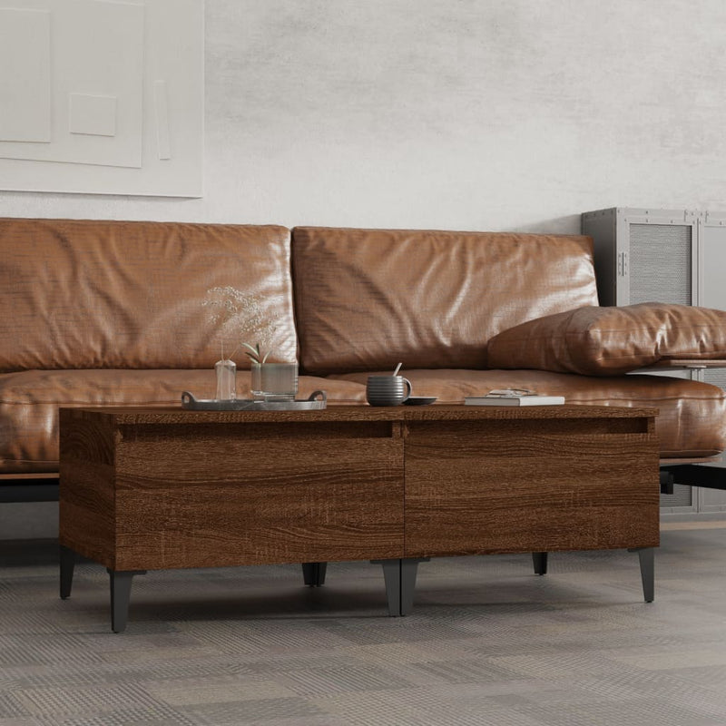 Bijzettafels 2 st 50x46x35 cm bewerkt hout bruin eikenkleur MeubelReus