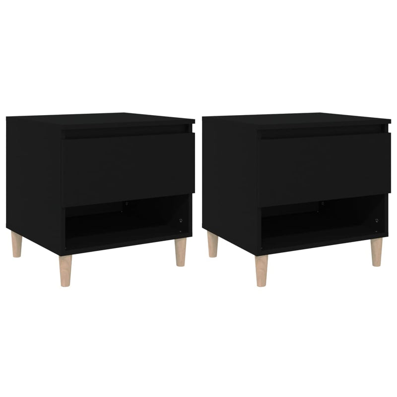 Nachtkastjes 2 st 50x46x50 cm bewerkt hout zwart MeubelReus