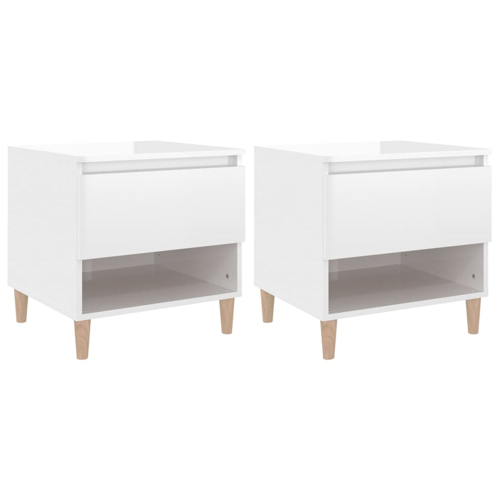 Nachtkastjes 2 st 50x46x50 cm bewerkt hout hoogglans wit MeubelReus