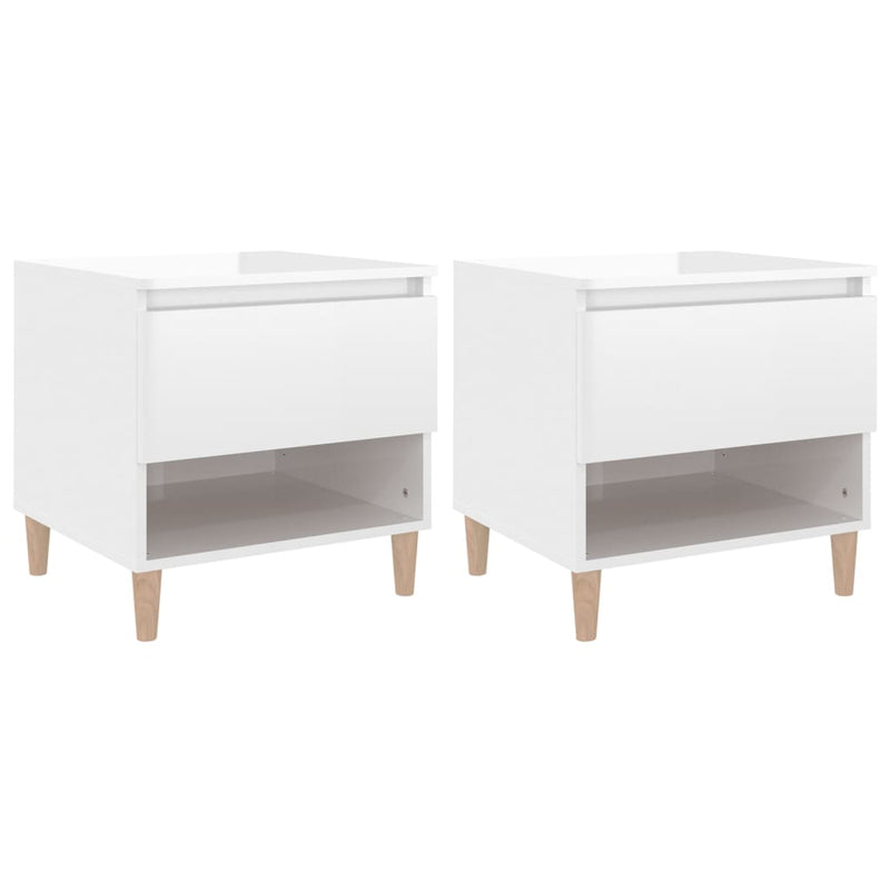 Nachtkastjes 2 st 50x46x50 cm bewerkt hout hoogglans wit MeubelReus