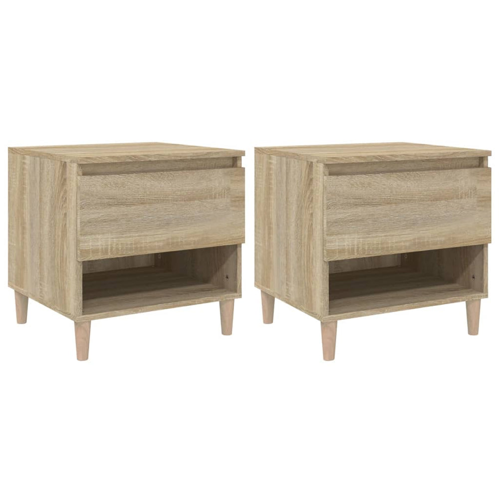 Nachtkastjes 2 st 50x46x50 cm bewerkt hout sonoma eikenkleurig MeubelReus