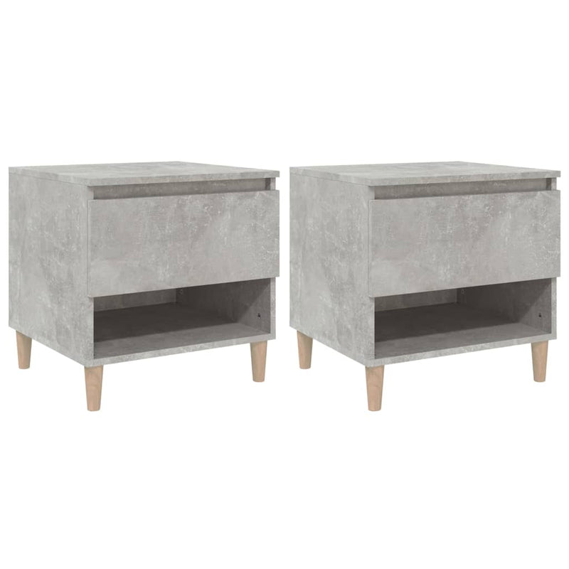 Nachtkastjes 2 st 50x46x50 cm bewerkt hout betongrijs MeubelReus
