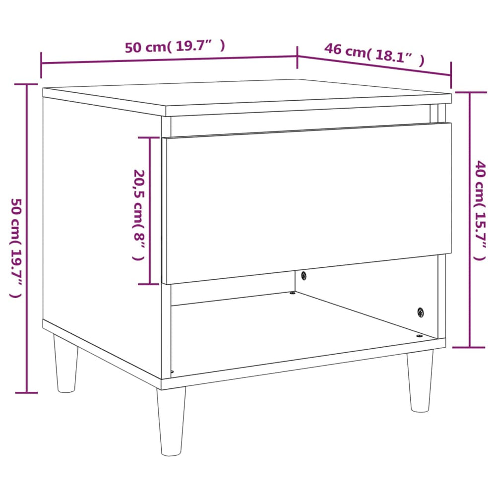 Nachtkastjes 2 st 50x46x50 cm bewerkt hout betongrijs MeubelReus