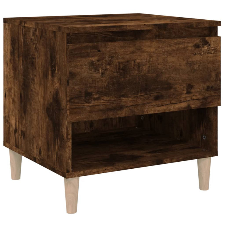Nachtkastje 50x46x50 cm bewerkt hout gerookt eikenkleurig MeubelReus