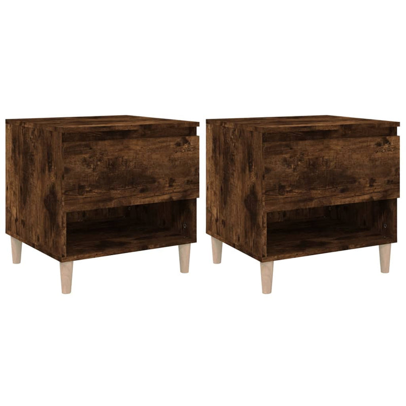 Nachtkastjes 2 st 50x46x50 cm bewerkt hout gerookt eikenkleurig MeubelReus
