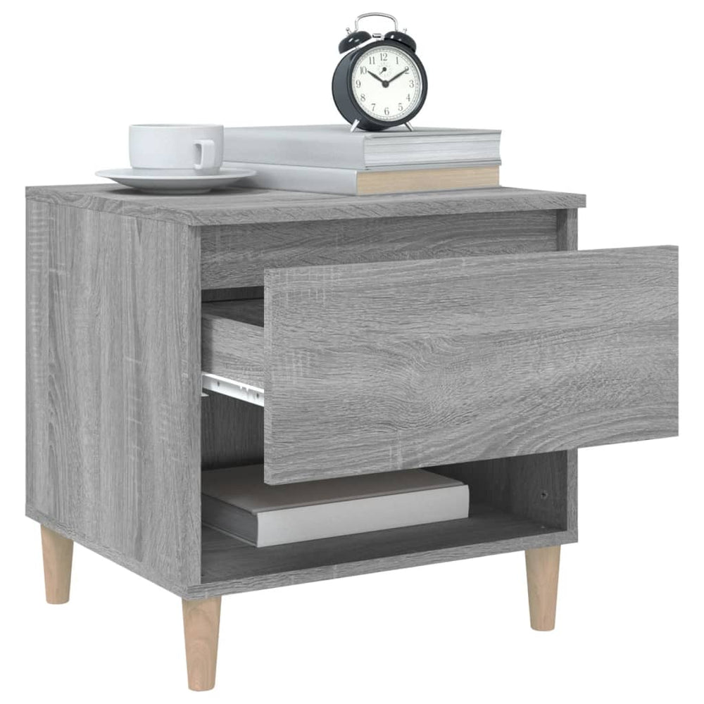 Nachtkastje 50x46x50 cm bewerkt hout grijs sonoma eikenkleur MeubelReus