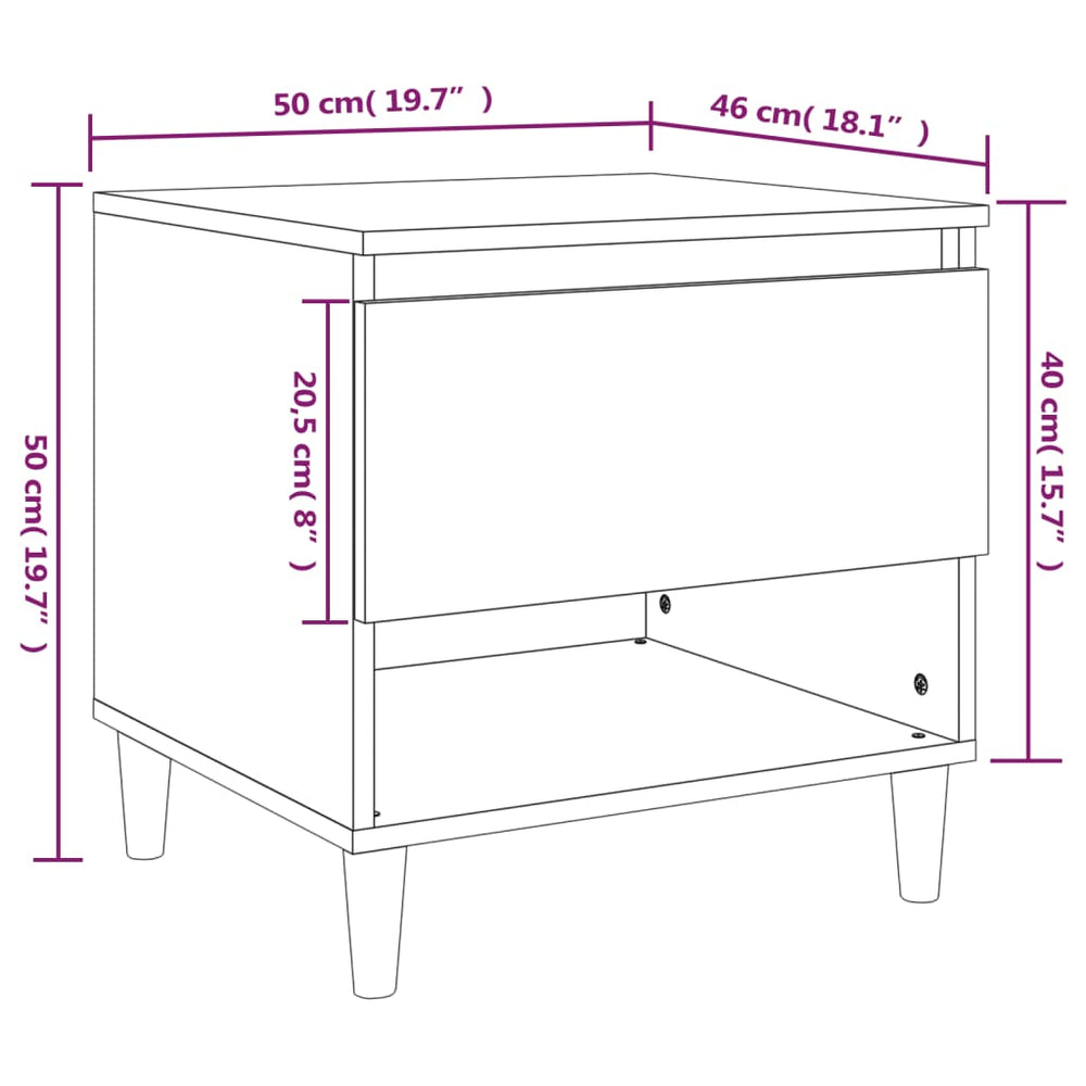 Nachtkastjes 2 st 50x46x50 cm bewerkt hout grijs sonoma eiken MeubelReus